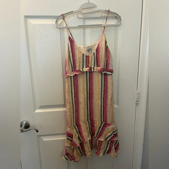 ! RAILS Martina Avila Striped Linen Blend Lurex Ruffle Baby Doll Cami Mini… - Picture 4 of 7